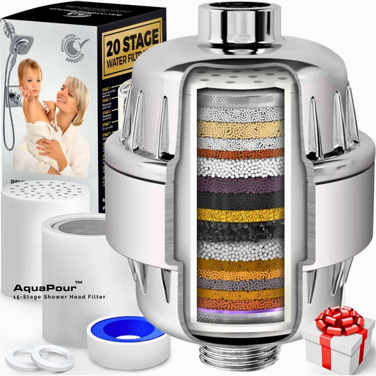 AquaPour™ 15-Stage Shower Head Filter